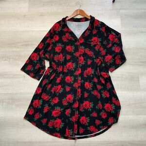Torrid Super Soft Sleepwear Nightgown Mumu Button Up Roses Size 4 2021 line